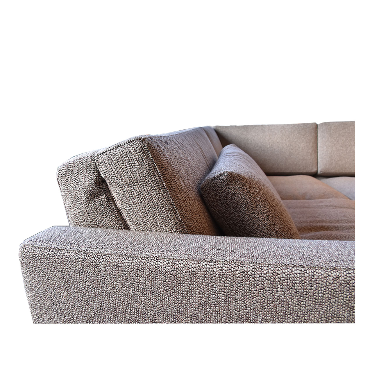 Detailansicht Armlehne der tomo Eckgarnitur.