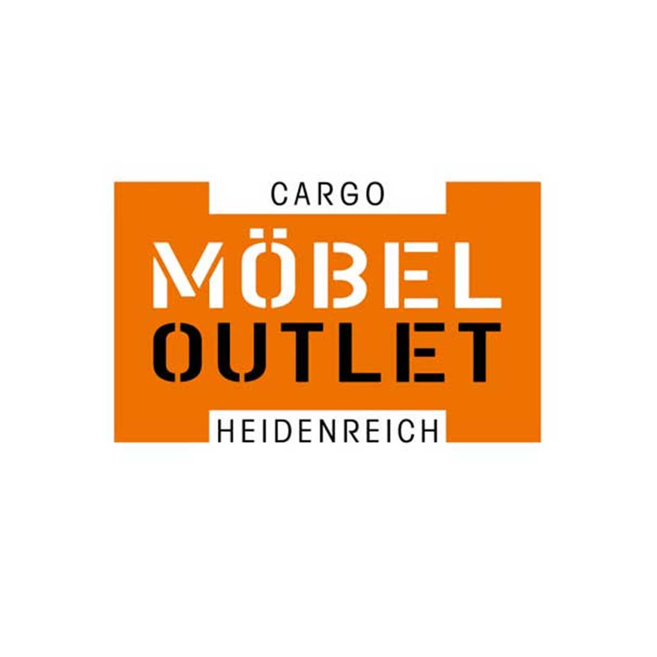 MH_home_Outlet_Quadratbild Radikal reduzierte Markenmöbel: Logo des Möbel Outlet Cargo Heidenreich in den Farben Orange, Weiß und Schwarz