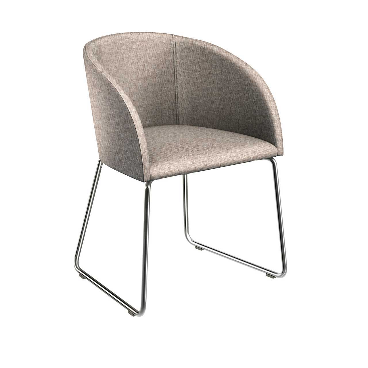 now! by hülsta - Stuhl s19 mit Kufen hellbeige Schalenstuhl mit trapezförmigen hochglänzenden Kufen und Bezug Stoff beige.