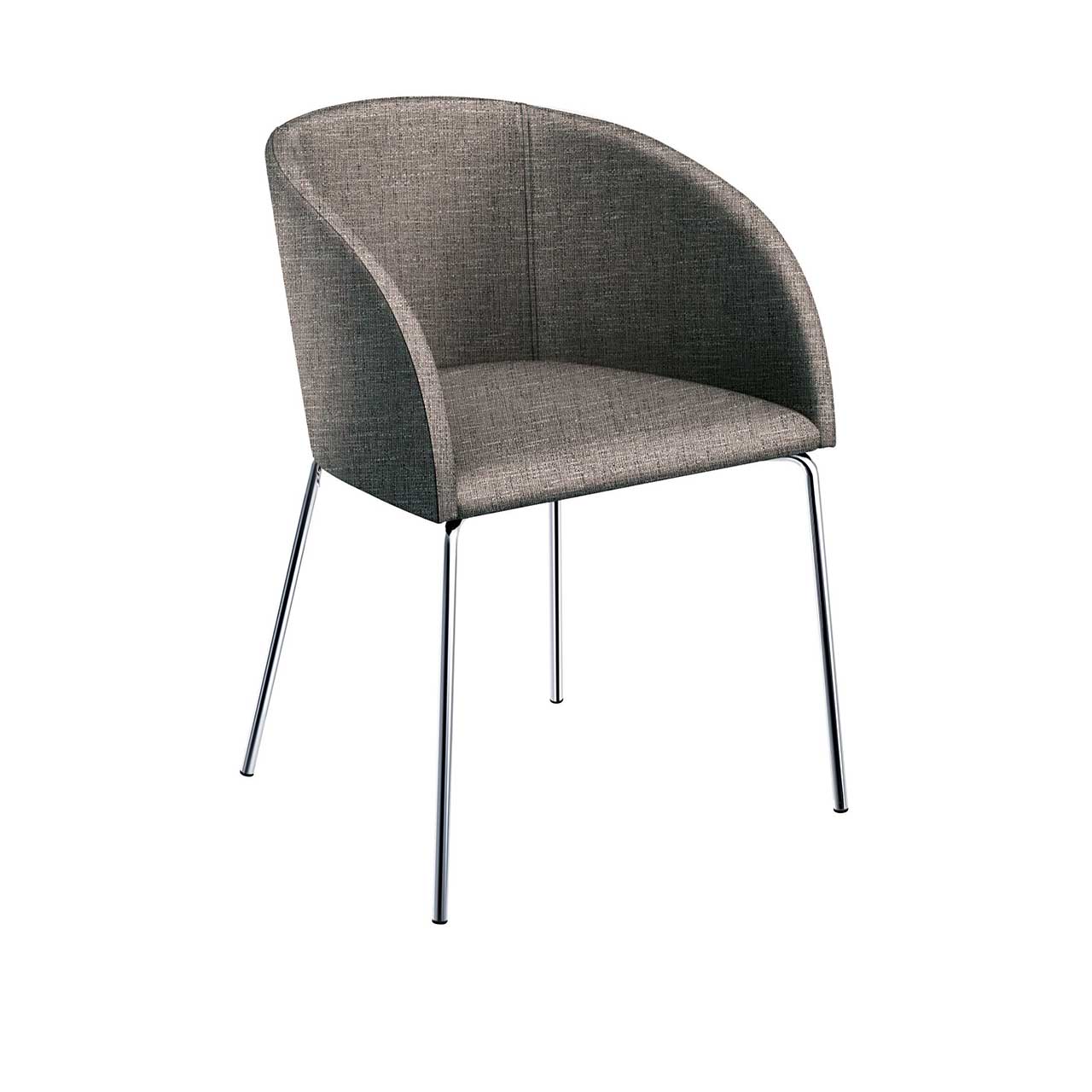 now! by hülsta - Stuhl s19 4-Fuß Stoff taupe Schalenstuhl mit 4 Füßen und Bezug aus leicht bräunlichem Stoff.
