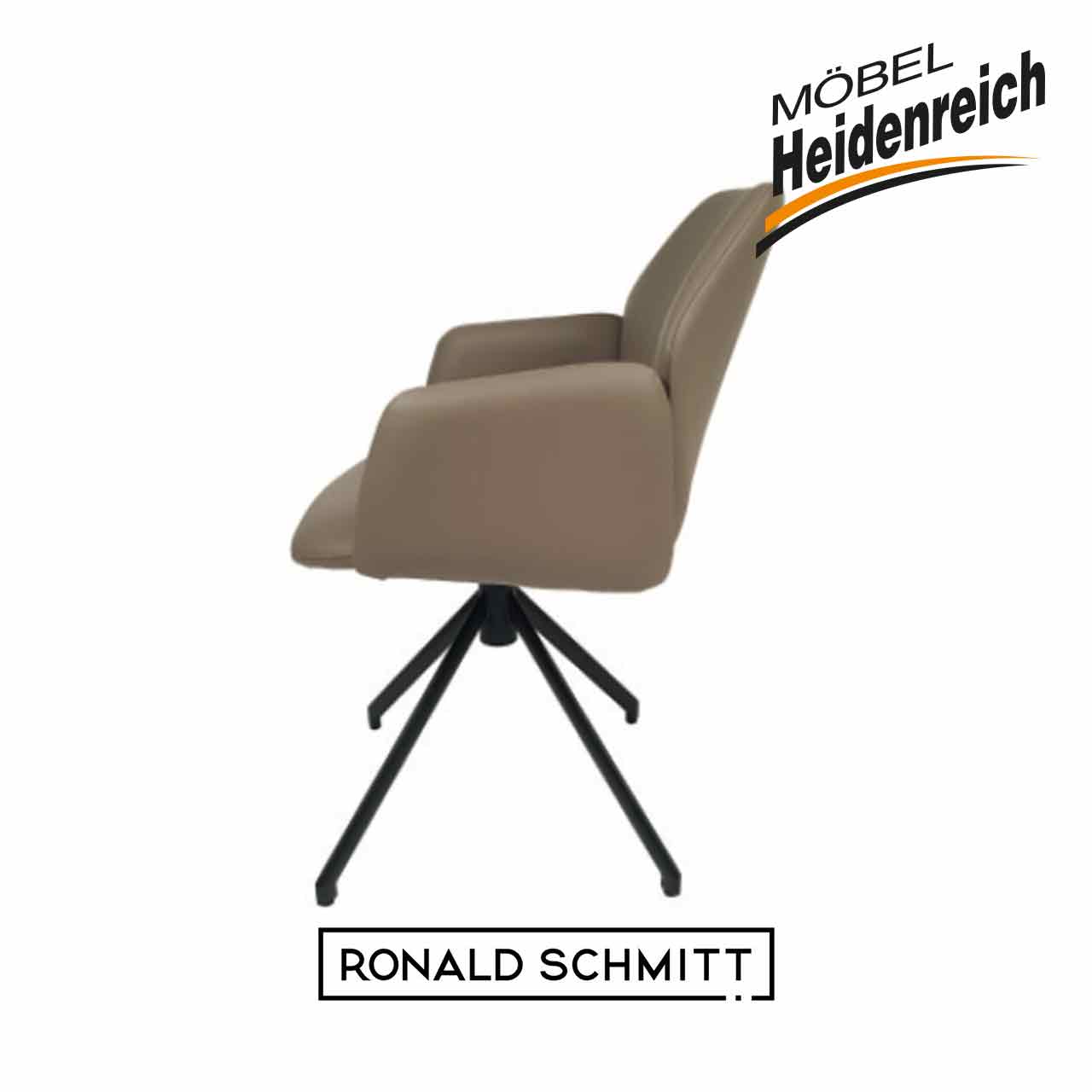 Ronald Schmitt - Mirella C Drehstuhl hellbraun Seitenansicht Gleicher Stuhl in seitlicher Ansicht.