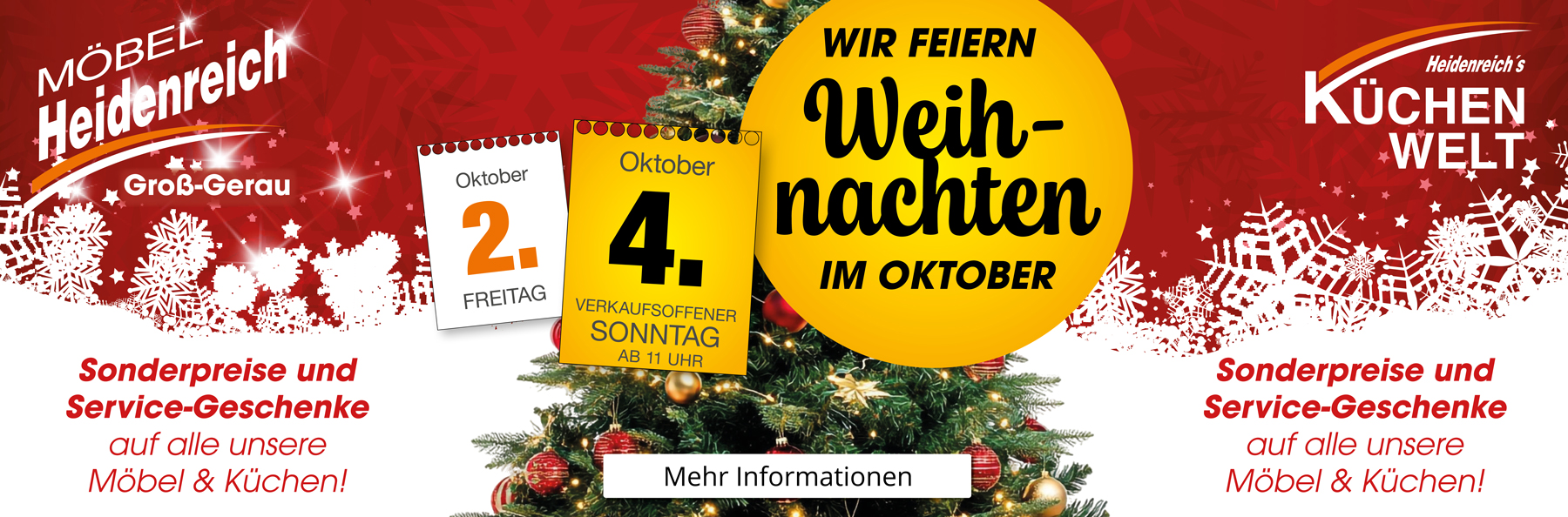 Wir feiern Weihnachten im Oktober - Sonderpreise auf alle Möbel und Küchen am 4.10.2026