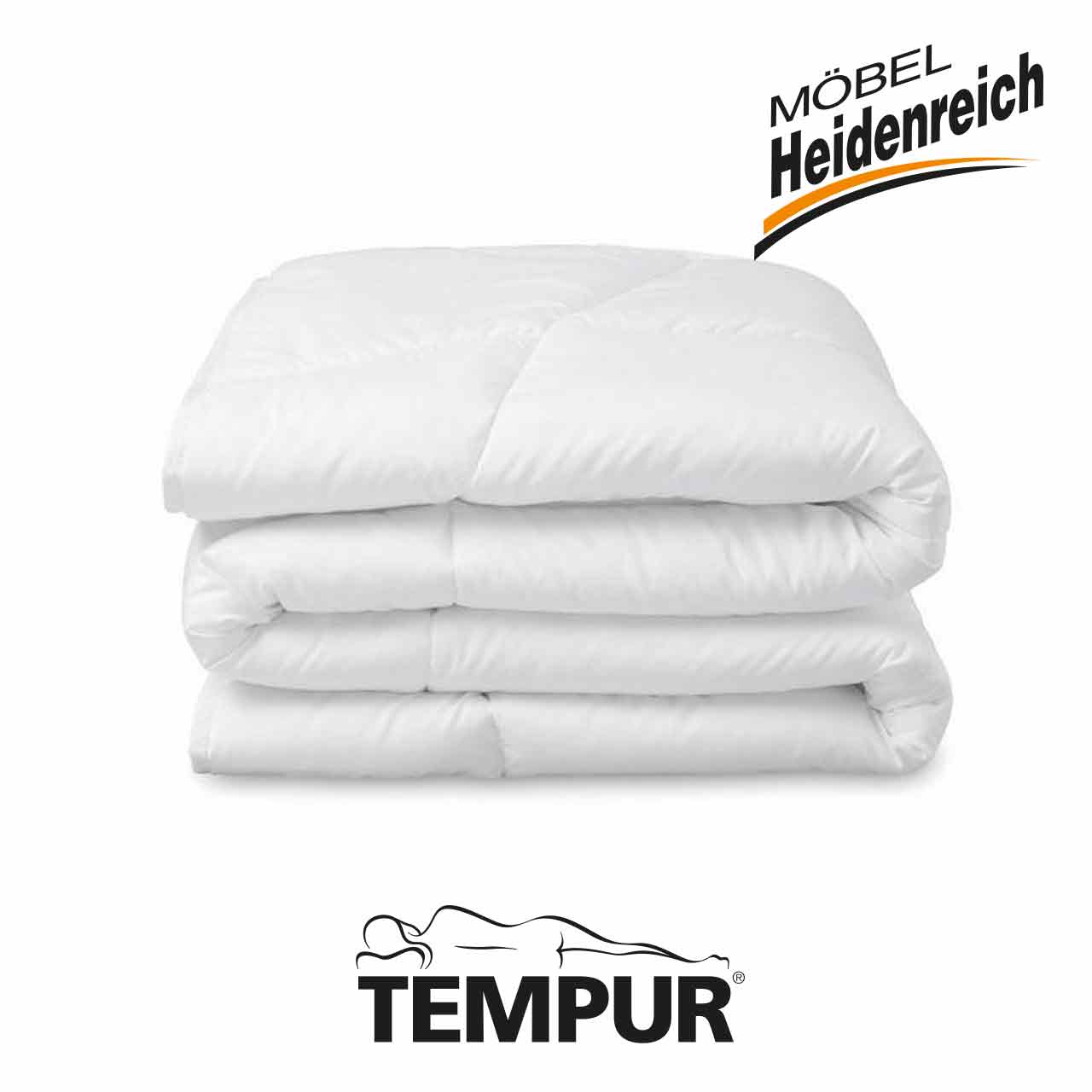 Tempur - Bettdecke Eine zusammengefaltete weiße Bettdecke.