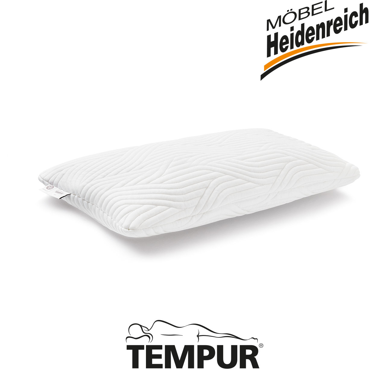 Tempur - Comfort Schlafkissen Weißes rechteckiges Kissen mit Wellen-Struktur.