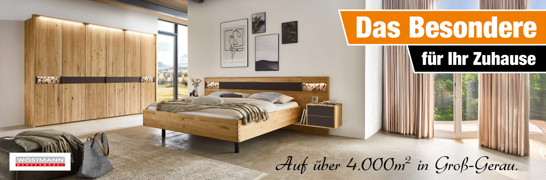 MH_Slider_2025_4000qm Schlafzimmer-Set aus Massivholz mit Bett, Schrank und Nachttisch von Wöstmann – modern, funktional und hochwertig.