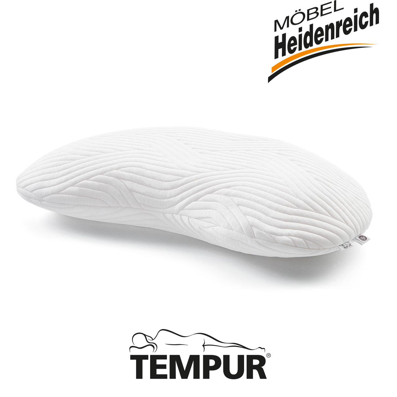 Tempur - Schlafkissen Curve Nierenförmiges weißes Kissen mit Struktur.