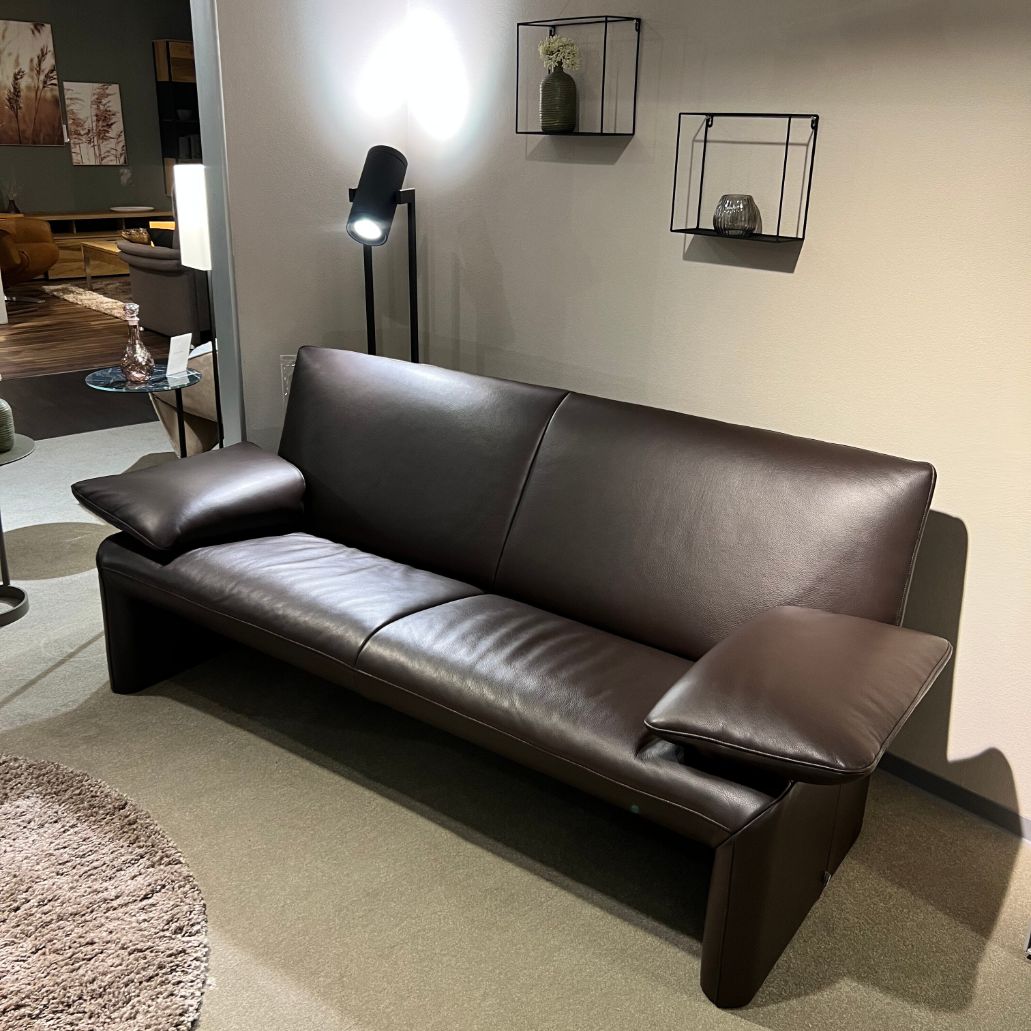 Ausstellungsstück Ledersofa Linea 3-Sitzer in dunkelbraunem Leder