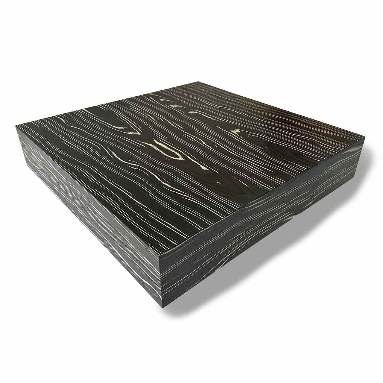 Ronald Schmitt - H204 Couchtisch Quadratischer schwarzer Tisch mit weißer Maserung.