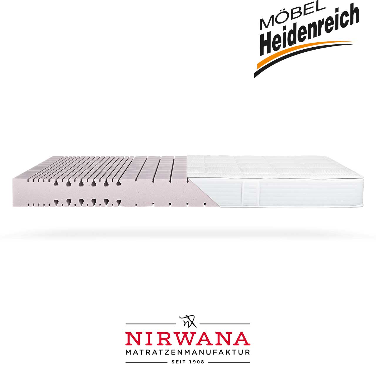 Nirwana Kaltschaum-Matratze - Gerer Wölkchen Pure Aufbau Matratze teilweise ohne umgebende Hülle.