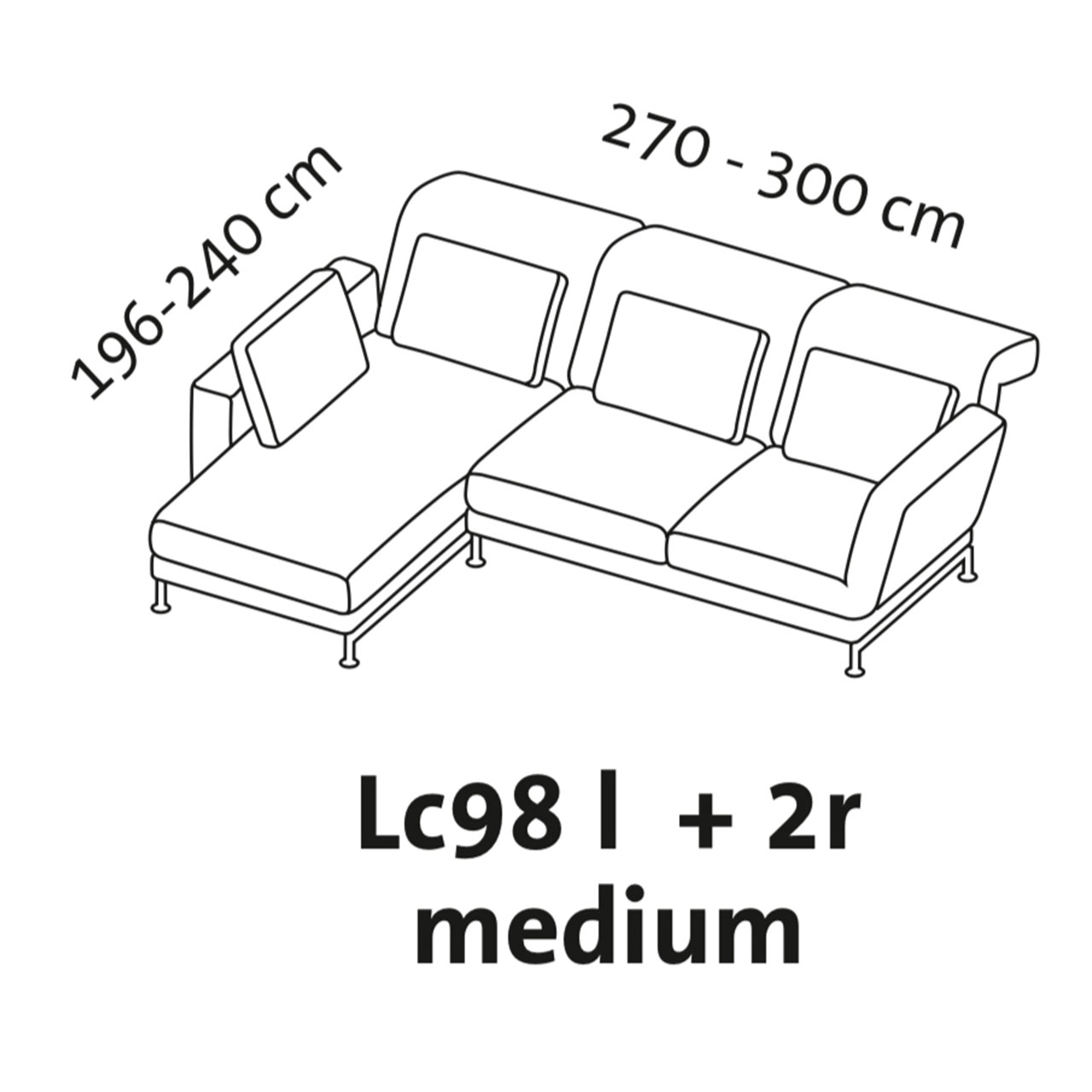 Brühl Sofa moule medium 73130+73123 - Maßzeichnung