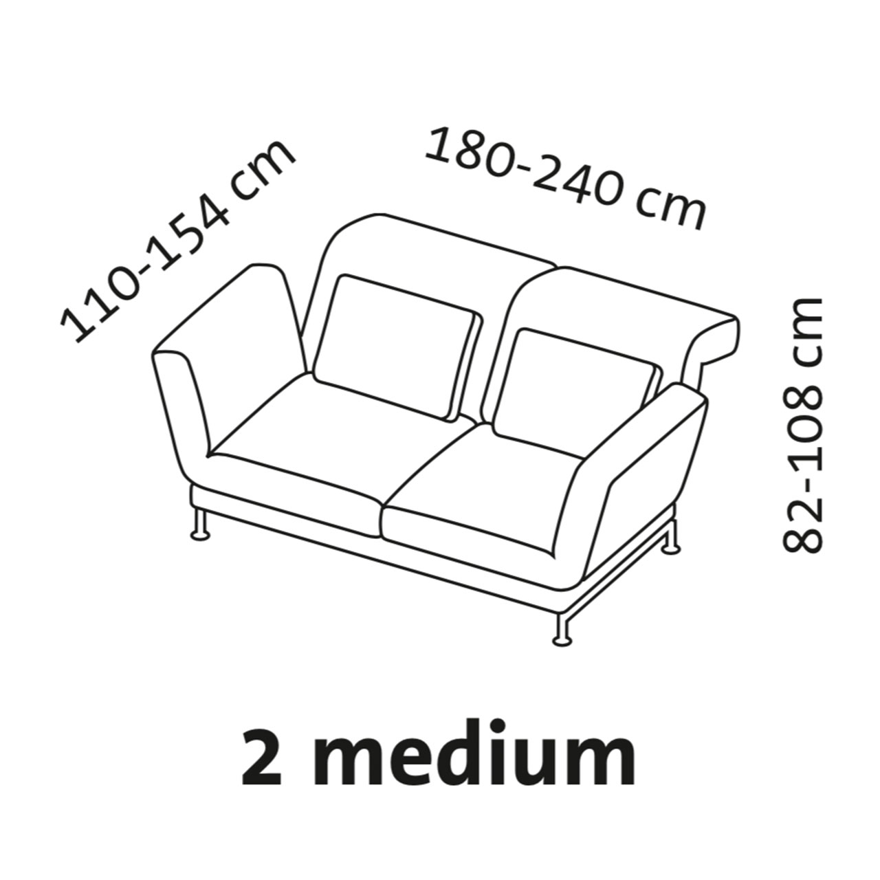 Brühl Sofa moule 73106 - Maßzeichnung nicht barrierefreie Maßzeichnung des Sofas