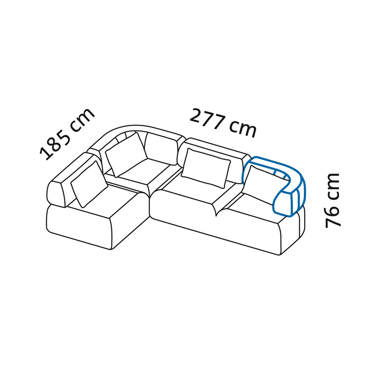 Brühl Sofa all together 73620+73622 - Maßzeichnung